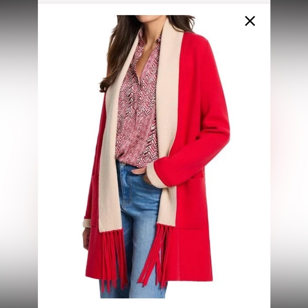 Nwot NIC+ZOE
Women's Red Cool
Nights Reversible Fringe cardigan spring $200